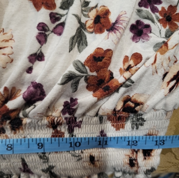 Floral Off-Shoulder Smocked Waisted Women's Peasant Top - Picture 4 of 8